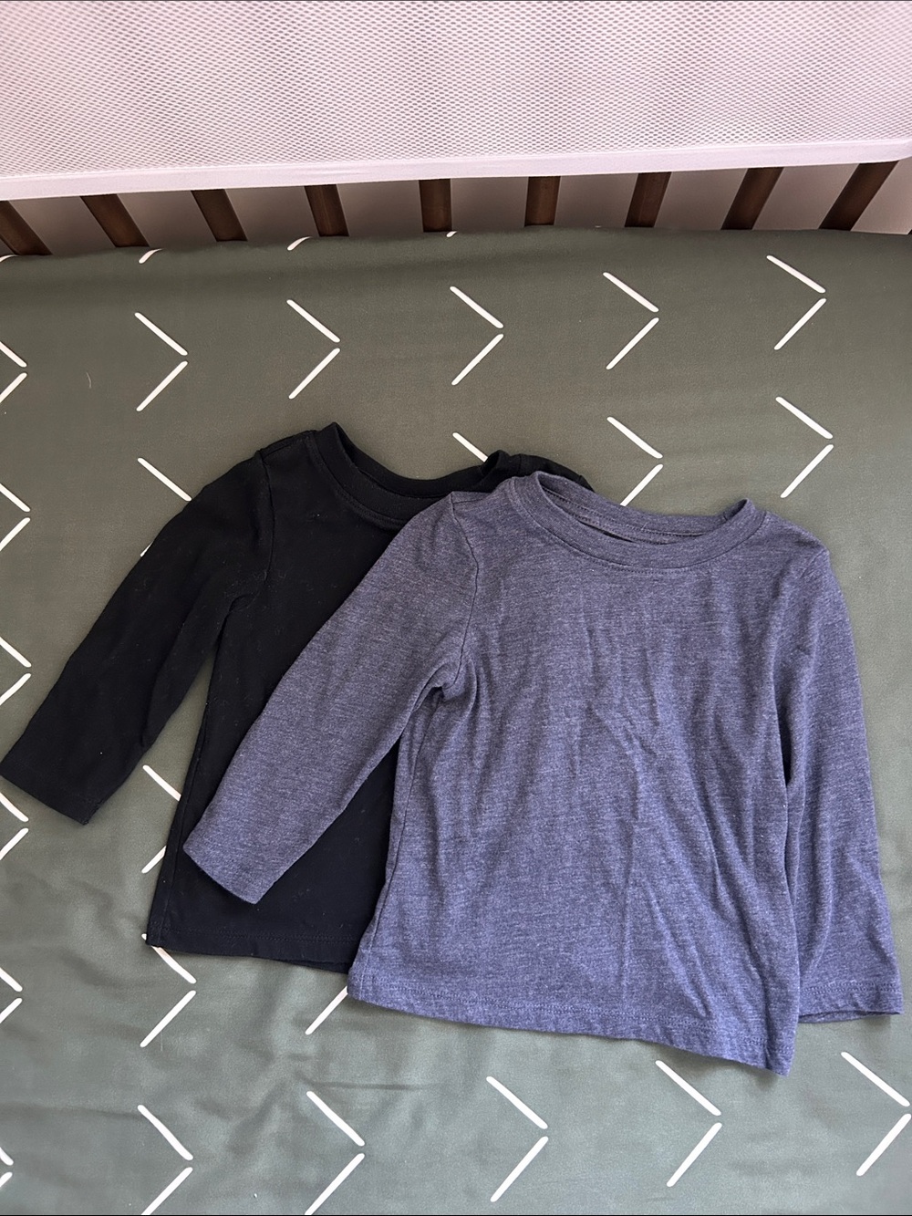 Kids Long-Sleeve Basic Tee - Black and Heather Navy